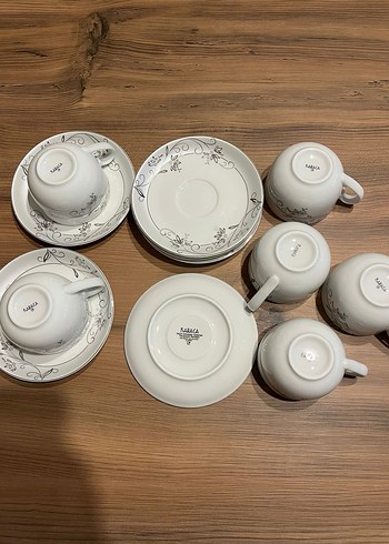Gri desenli beyaz çay fincan takımı (6lı) - Görsel 4