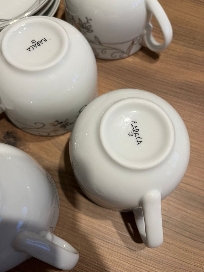 Gri desenli beyaz çay fincan takımı (6lı) - Görsel 5