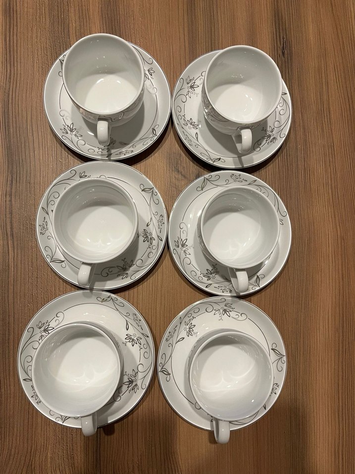 Gri desenli beyaz çay fincan takımı (6lı) - Görsel 2