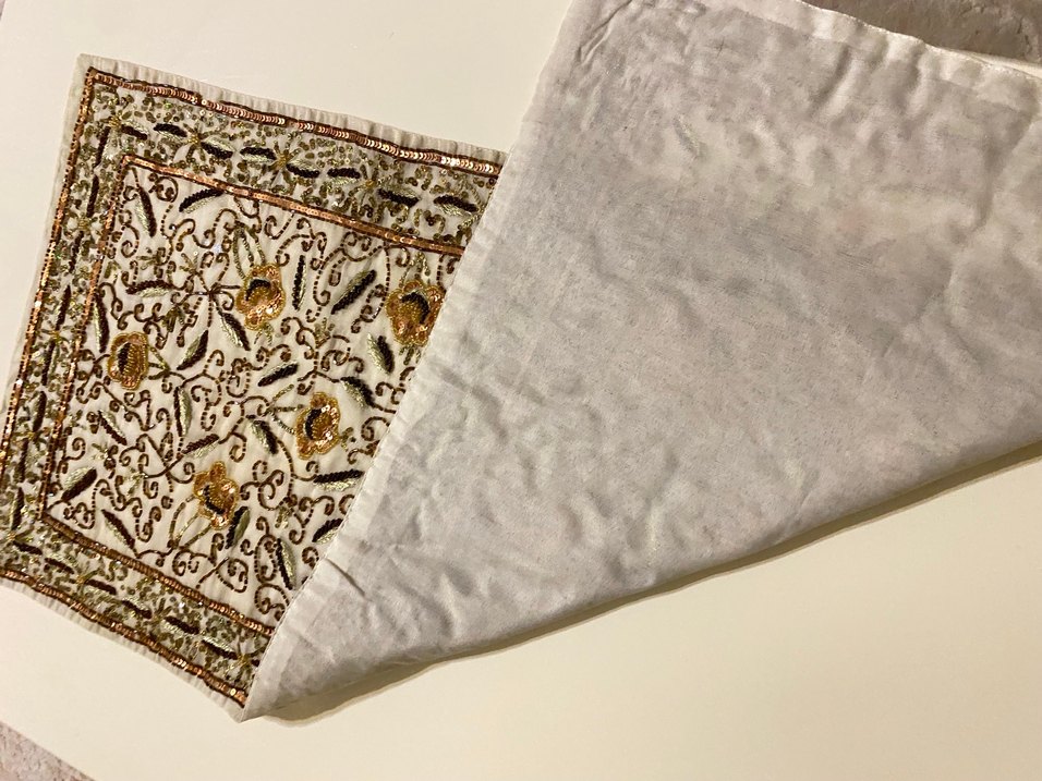 Nakışlı Bohem Bej ve Gri Masa Örtüsü - Görsel 2