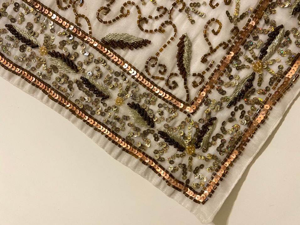 Nakışlı Bohem Bej ve Gri Masa Örtüsü - Görsel 4