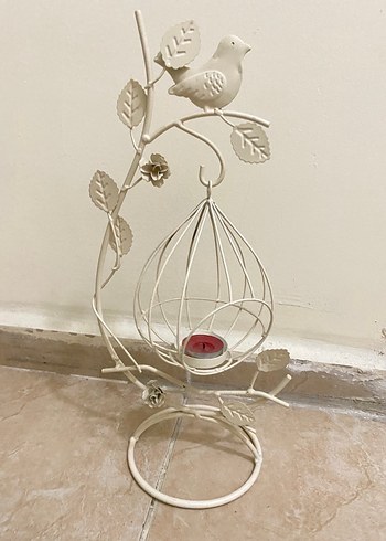 Beyaz Kuşlu Dekoratif Mumluk - Görsel 5