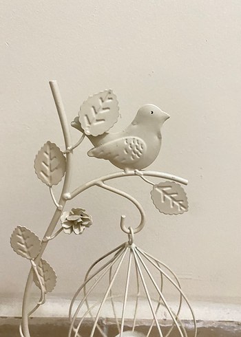 Beyaz Kuşlu Dekoratif Mumluk - Görsel 3