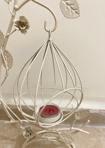 Beyaz Kuşlu Dekoratif Mumluk - Görsel 2