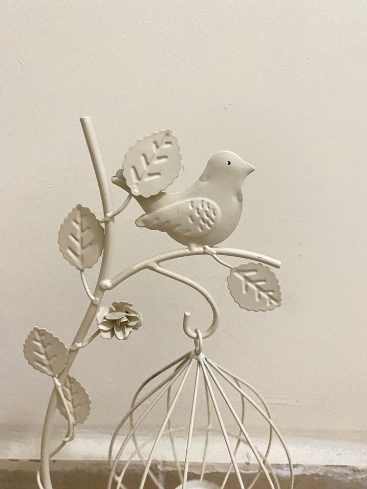 Beyaz Kuşlu Dekoratif Mumluk - Görsel 3