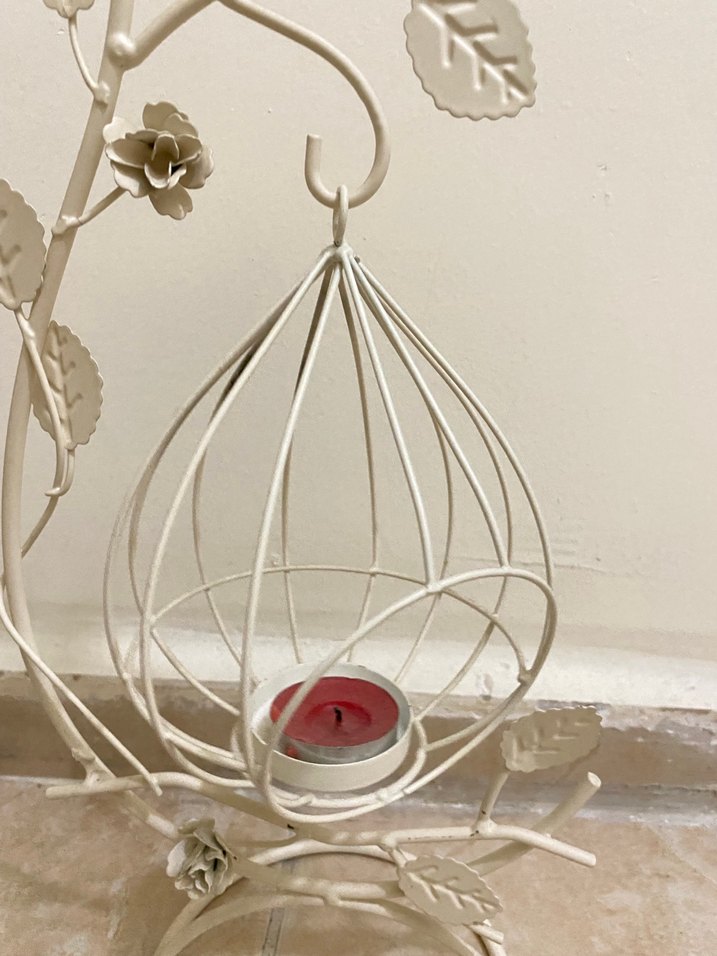 Beyaz Kuşlu Dekoratif Mumluk - Görsel 2