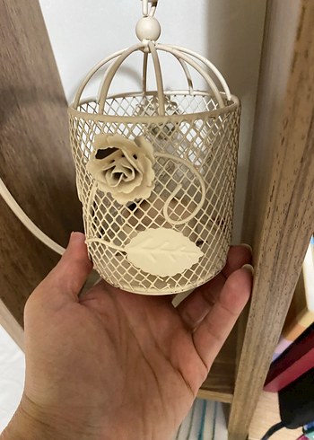 Beyaz Metal Askılı Mumluk - Görsel 2