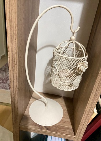 Beyaz Metal Askılı Mumluk - Görsel 4