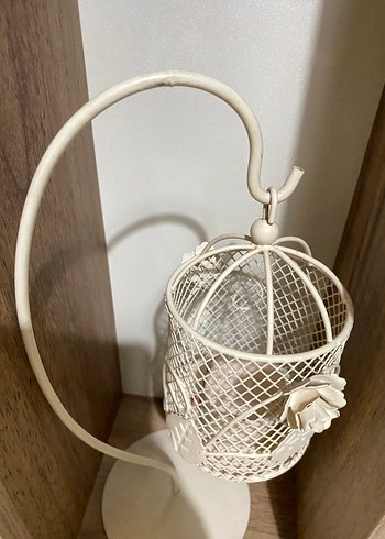 Beyaz Metal Askılı Mumluk - Görsel 3