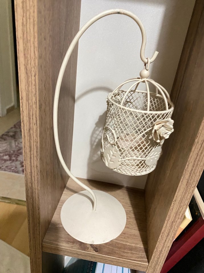 Beyaz Metal Askılı Mumluk - Görsel 4