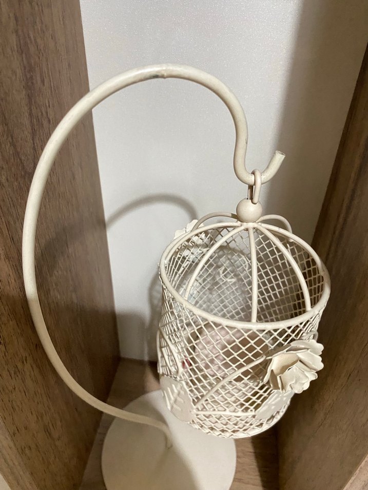 Beyaz Metal Askılı Mumluk - Görsel 3