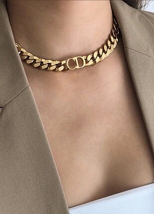 Rodyum üzeri gold kaplama ayarlanabilir cd choker kolye 