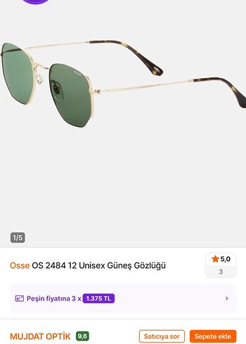 Osse OS 2484 12 Unisex Altın Çerçeve Güneş Gözlüğü