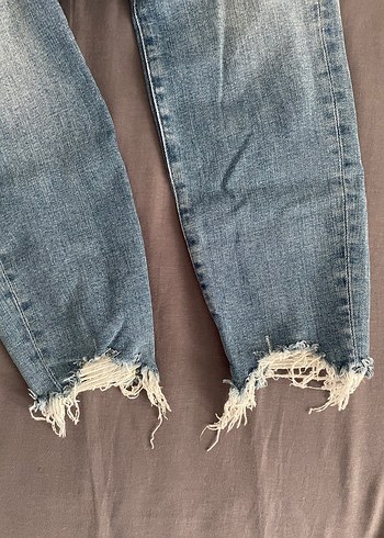 Kadın Bol Kesim Midi Boy Mavi Kot Pantolon - Görsel 4