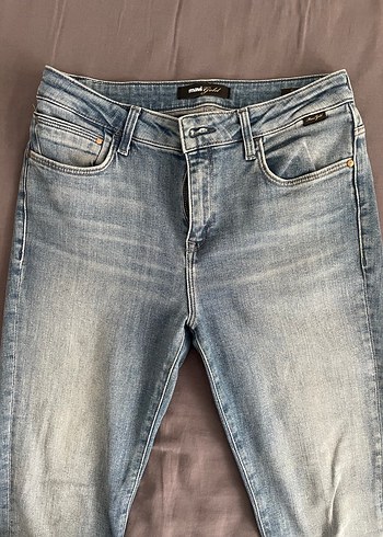 Kadın Bol Kesim Midi Boy Mavi Kot Pantolon - Görsel 2