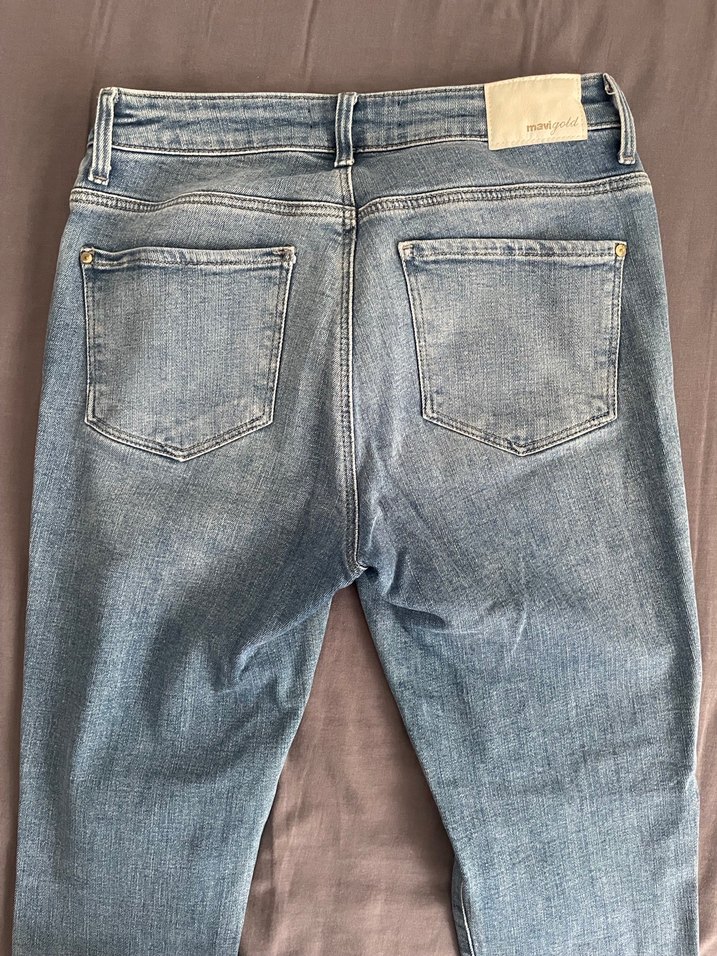 Kadın Bol Kesim Midi Boy Mavi Kot Pantolon - Görsel 3