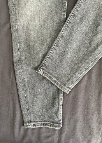 Gri Kadın Denim Pantolon - Normal Boy - Görsel 3