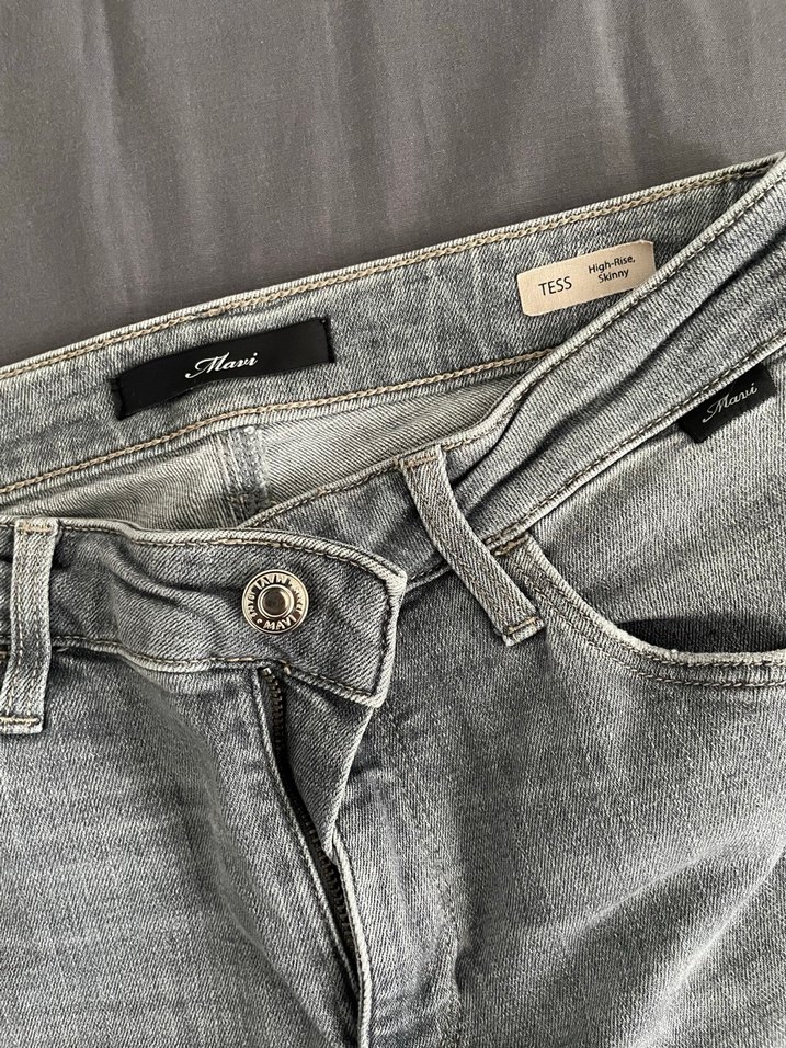 Gri Kadın Denim Pantolon - Normal Boy - Görsel 4