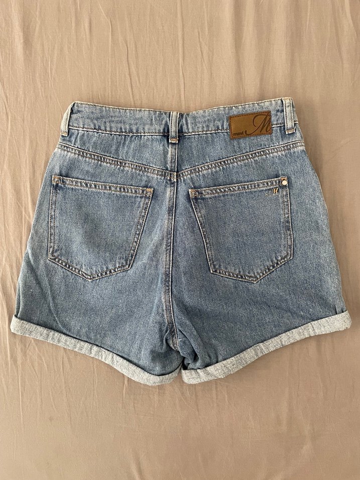 Düğmeli Mini Mavi Denim Şort - Görsel 3