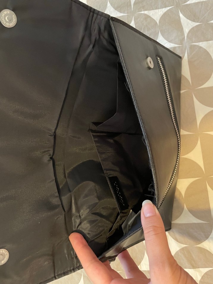 Kadın Siyah Deri Fermuarlı Clutch Çanta - Görsel 4