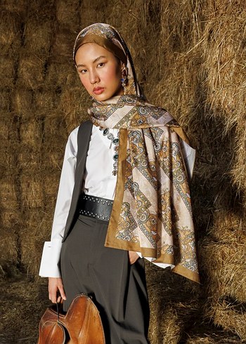 Dantel Detaylı Kahverengi Bohem Kadın Şal - Görsel 6