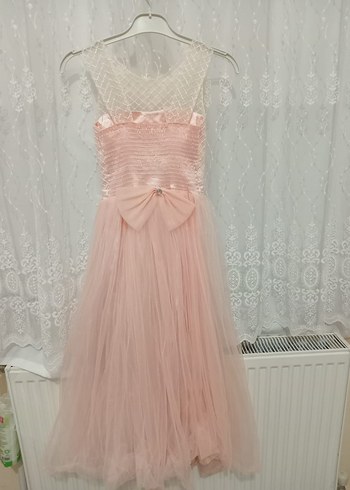 Diğer Dantel Detaylı Pembe Kız Çocuk Elbisesi