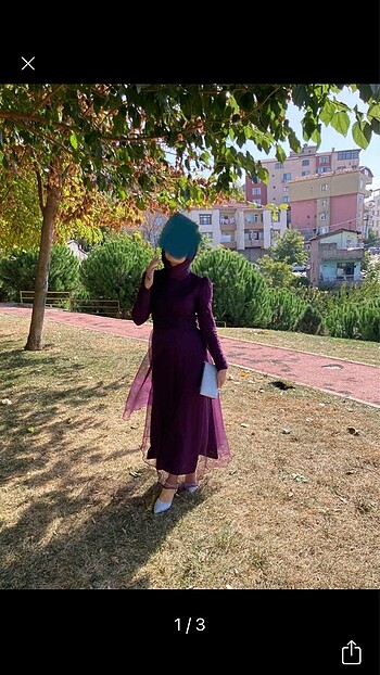 Mor Tül Abiye Elbise