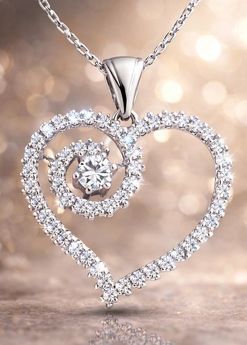 Gümüş Kalpli Bayan Kolye - Görsel 2