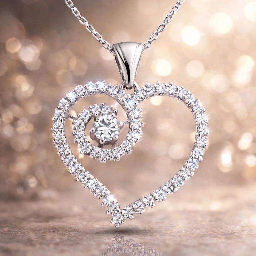 Gümüş Kalpli Bayan Kolye - Görsel 2