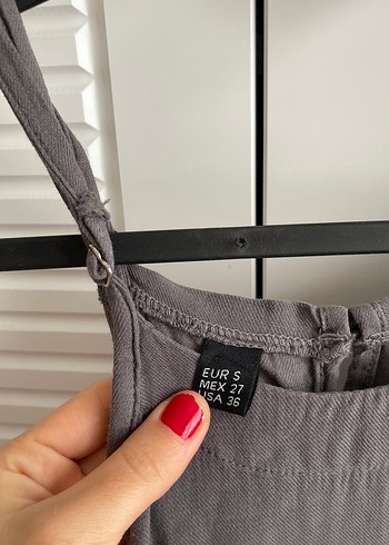 Trendyol & Milla Gri Uzun Askılı Keten Elbise