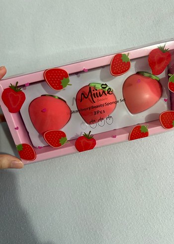 Çilek Temalı 3'lü Makyaj Süngeri Seti - Görsel 3