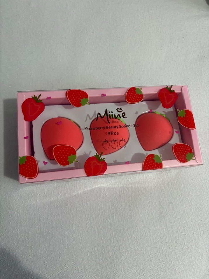 Çilek Temalı 3'lü Makyaj Süngeri Seti - Görsel 2