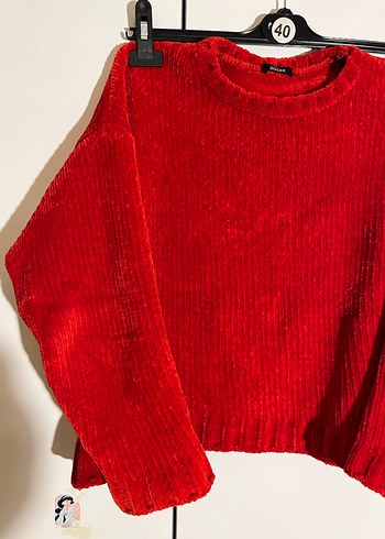 Kırmızı Örgü Kazak - Görsel 4