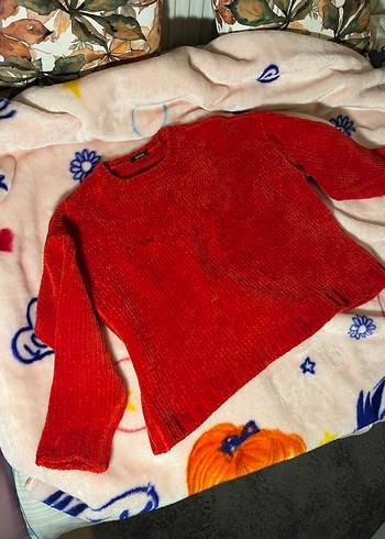 Kırmızı Örgü Kazak - Görsel 3