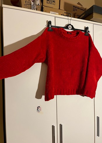 Kırmızı Örgü Kazak - Görsel 6