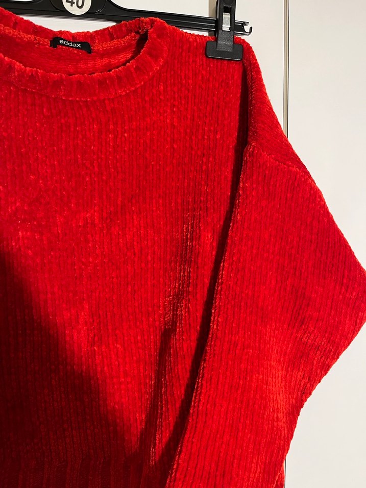 Kırmızı Örgü Kazak - Görsel 5