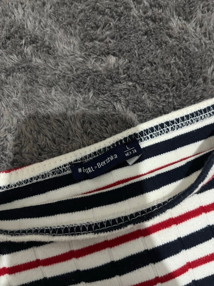 Çizgili Mini Triko Crop Top - Görsel 3