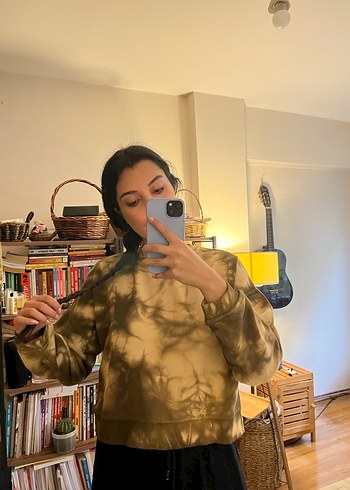 Kadın Camel Tie-Dye Uzun Kollu Sweatshirt - Görsel 2