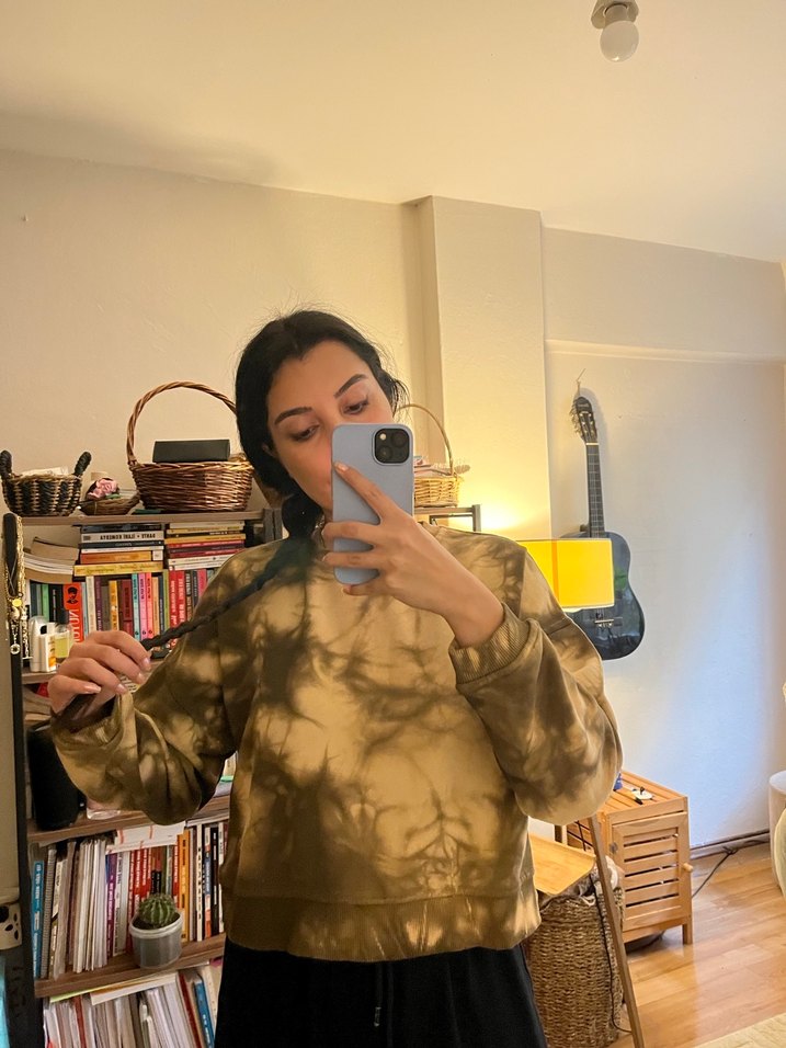 Kadın Camel Tie-Dye Uzun Kollu Sweatshirt - Görsel 2