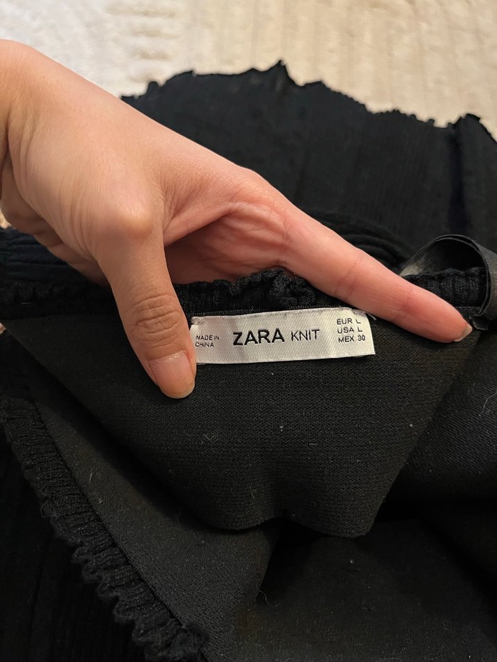 Siyah triko Rahat Kesim Kadın Pantolon - Görsel 3