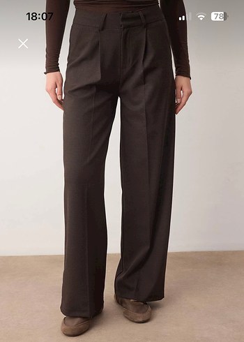 Kahverengi Süet Kemerli Kadın Pantolon - Görsel 2