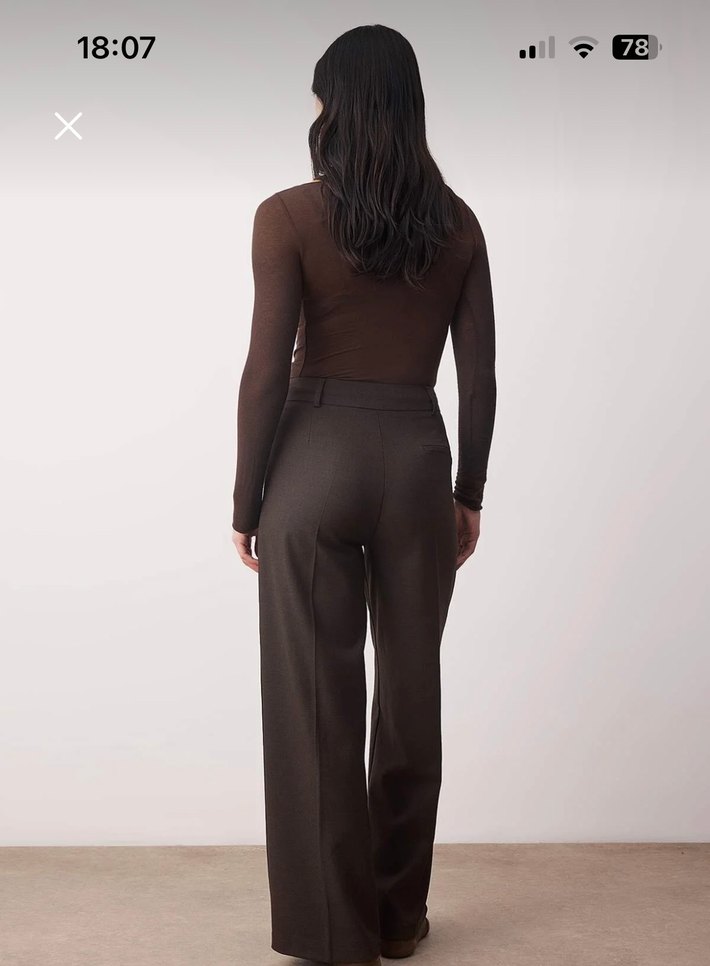 Kahverengi Süet Kemerli Kadın Pantolon - Görsel 3