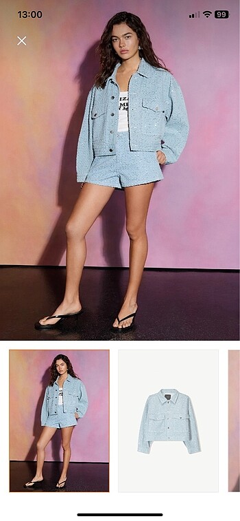 Pullu denim ceket