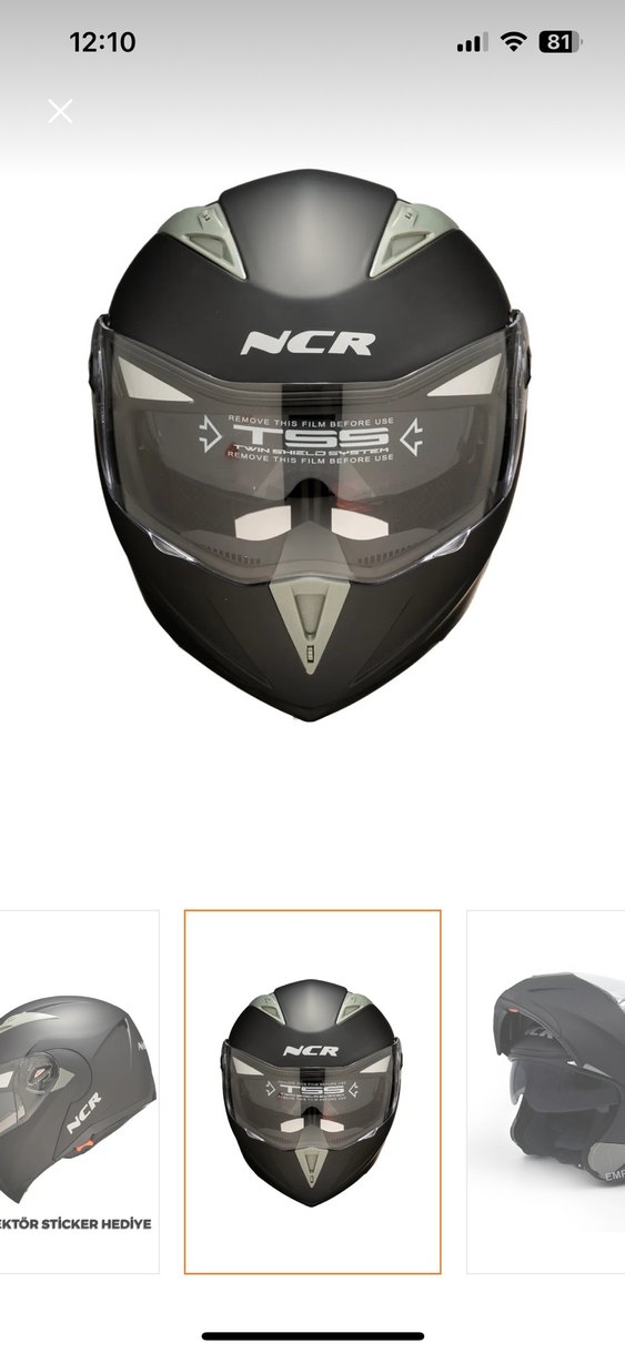 Siyah Biker Stili Motosiklet Kaskı Velcro - Görsel 2