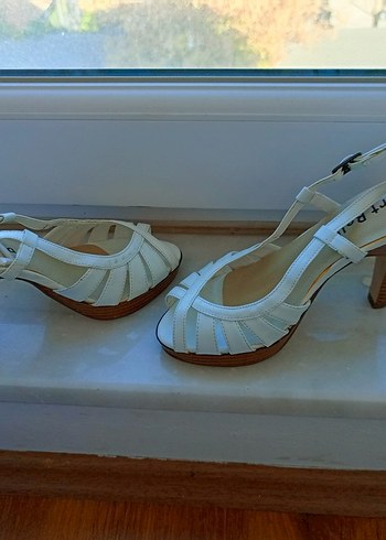 Beyaz  Topuklu Kadın ayakkabı - Görsel 3