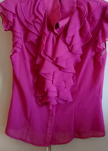 Pembe Fırfırlı şifon Bluz - Görsel 4