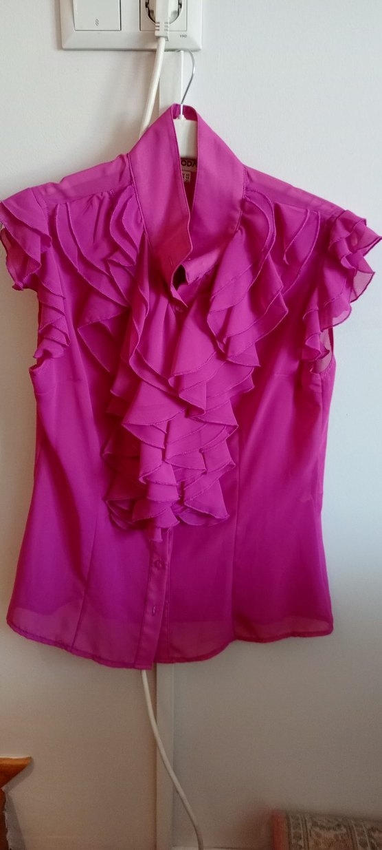 Pembe Fırfırlı şifon Bluz - Görsel 3