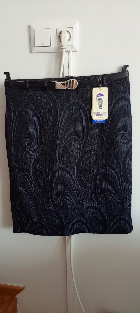 Kemerli Siyah Desenli Midi Kalem Etek - Görsel 3