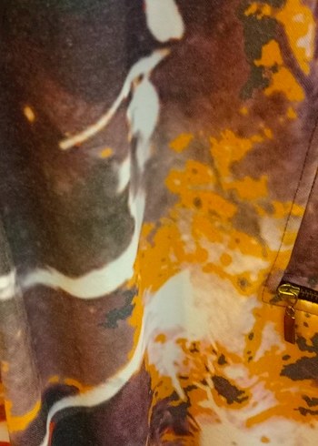 Uzun Kollu Çok Renkli Baskılı Elbise - Görsel 6