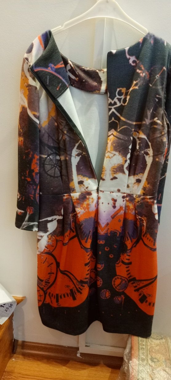 Uzun Kollu Çok Renkli Baskılı Elbise - Görsel 5